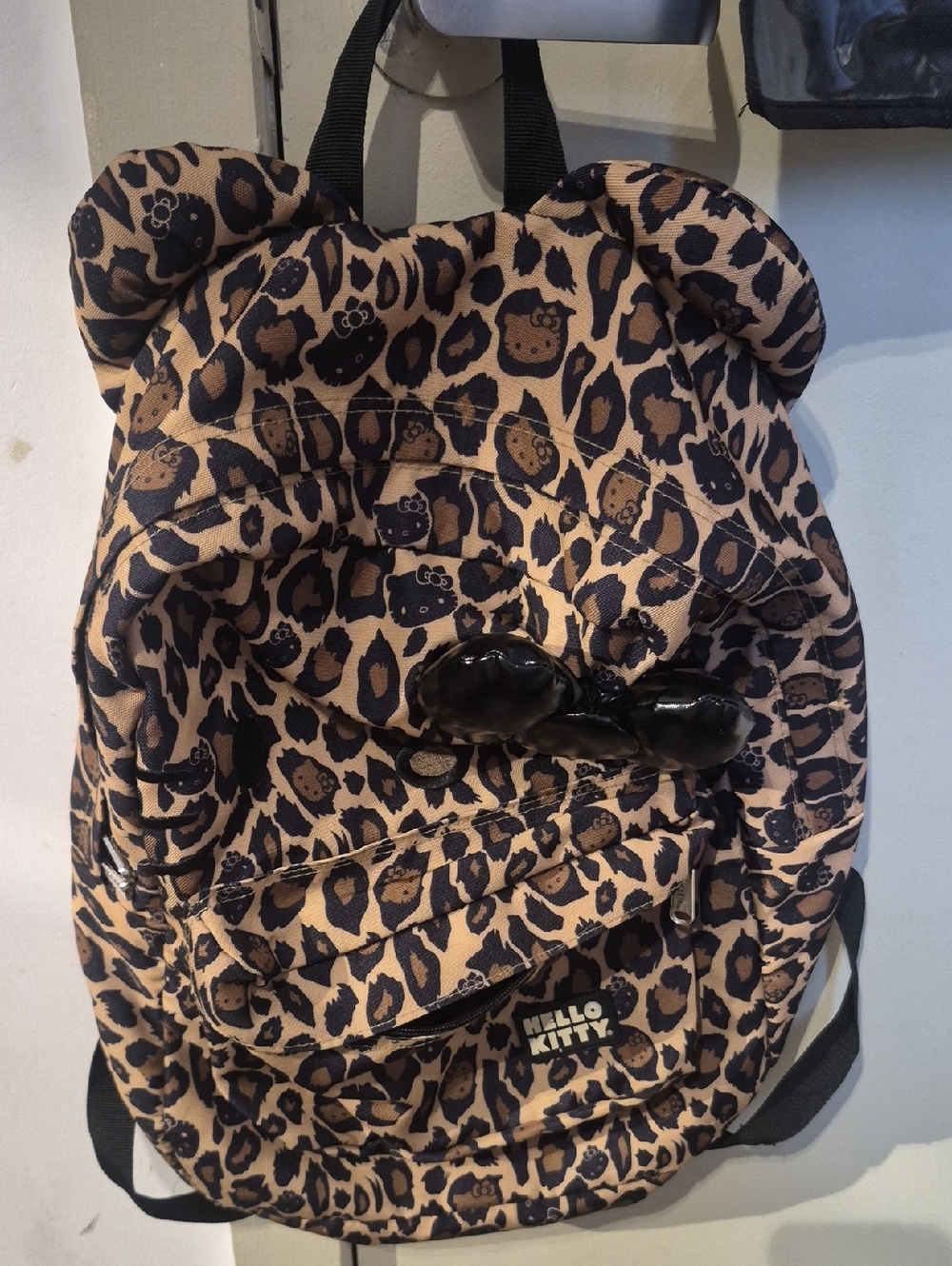 Hello Kitty Leopard-Print Backpack in Tan and Black